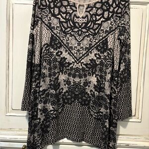 Soma Black and Cream Patterned Tunic